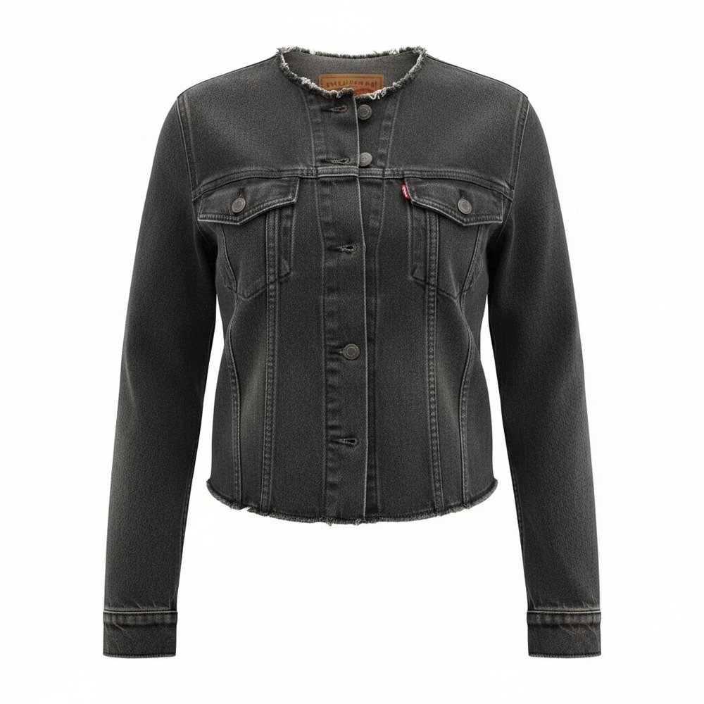 Levi's Women's M Dark Gray Raw Hem Denim Jacket